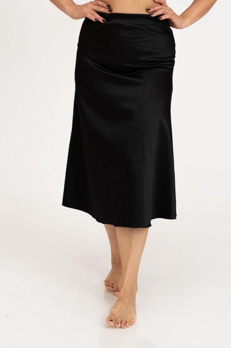 Sophie Satin Skirt - Black